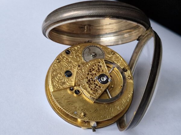 An Early Fusee key winding Henrey Pelley pocket watch silver cased