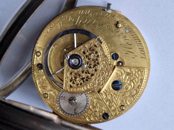 An Early Fusee key winding Henrey Pelley pocket watch silver cased