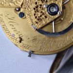 An Early Fusee key winding Henrey Pelley pocket watch silver cased