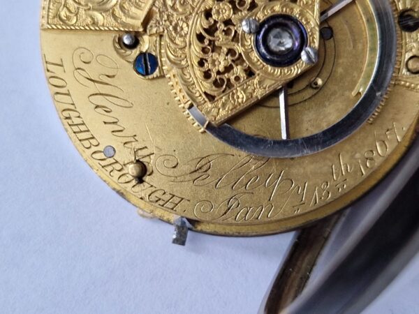 An Early Fusee key winding Henrey Pelley pocket watch silver cased