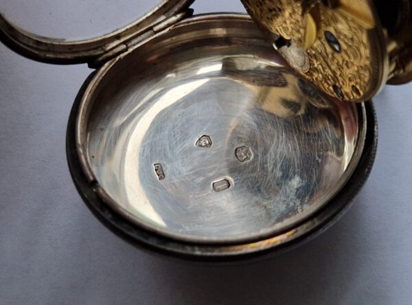 An Early Fusee key winding Henrey Pelley pocket watch silver cased