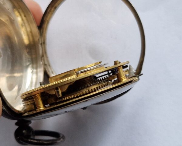 An Early Fusee key winding Henrey Pelley pocket watch silver cased