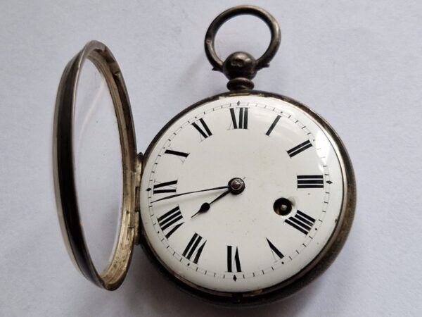 An Early Fusee key winding Henrey Pelley pocket watch silver cased