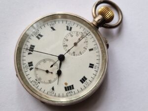 Antique HEUER cal 19 Silver cased 925 Chronograph pocket watch 1 Antique HEUER cal 19 Silver cased 925 Chronograph pocket watch