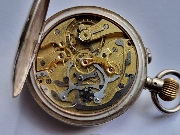 Antique HEUER cal 19 Silver cased 925 Chronograph pocket watch