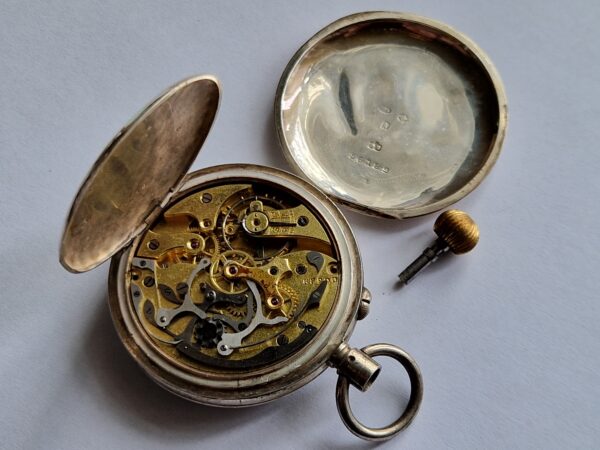 Antique HEUER cal 19 Silver cased 925 Chronograph pocket watch