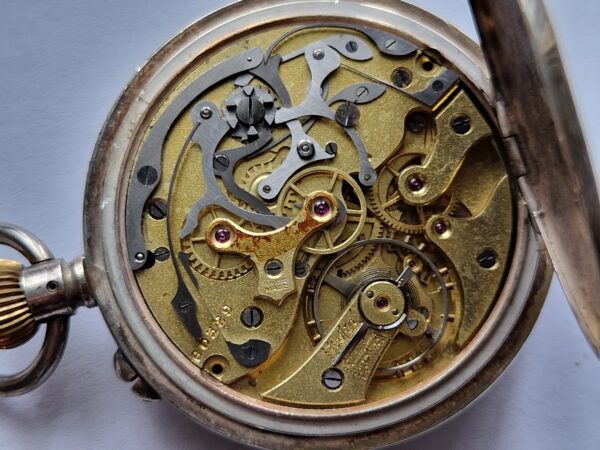 Antique HEUER cal 19 Silver cased 925 Chronograph pocket watch