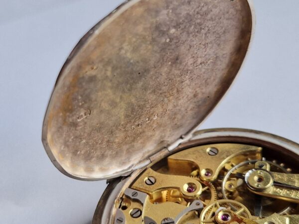 Antique HEUER cal 19 Silver cased 925 Chronograph pocket watch