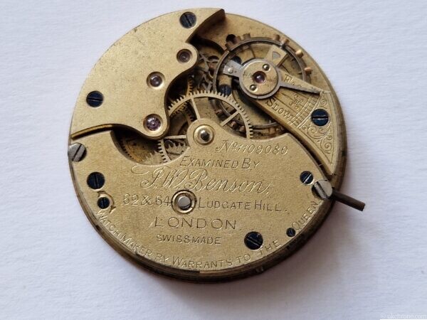 Antique J.W. Benson London Mid-Size Pocket Watch Movement with Dial and Hand – Project