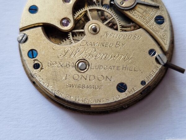 Antique J.W. Benson London Mid-Size Pocket Watch Movement with Dial and Hand – Project