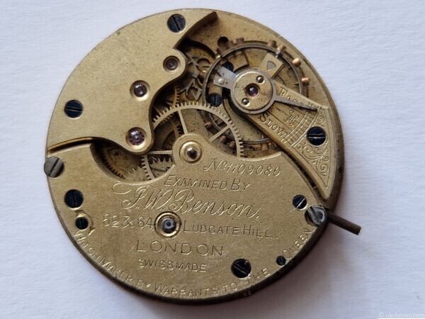 Antique J.W. Benson London Mid-Size Pocket Watch Movement with Dial and Hand – Project