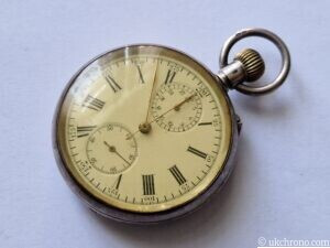 Antique silver cased CHRONOGRAPH pocket watch quality watch 1 Antique Silver Cased Chronograph Pocket Watch 51mm