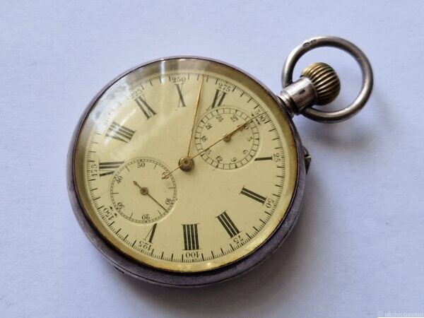 Antique Silver Cased Chronograph Pocket Watch 51mm