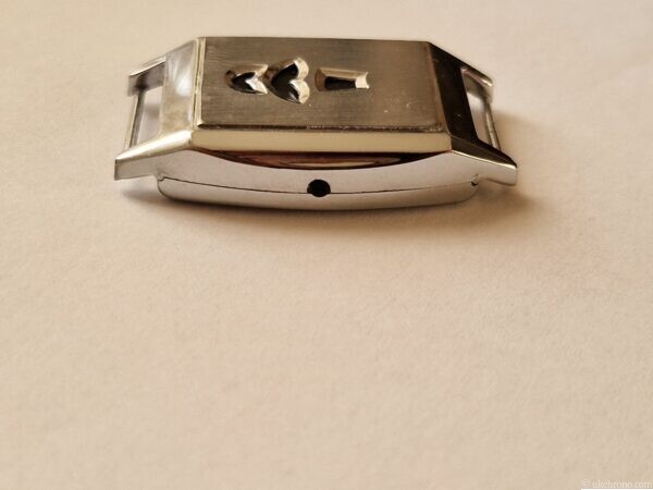 Art Deco Jump Hour Wristwatch Case Swiss Chrome Case side view