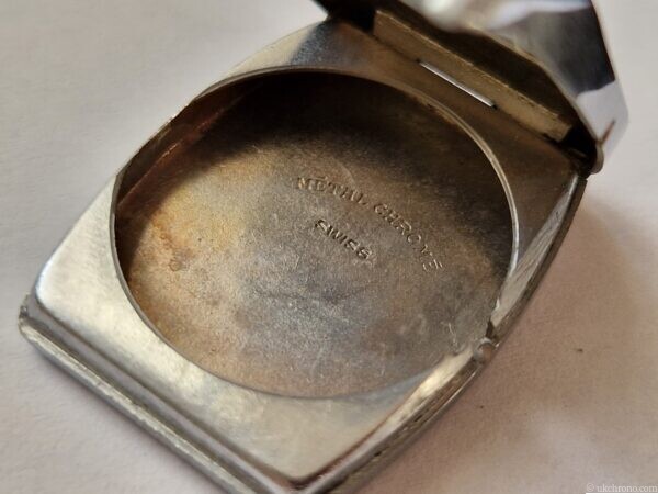 Art Deco Jump Hour Wristwatch Case Swiss Chrome Case inside