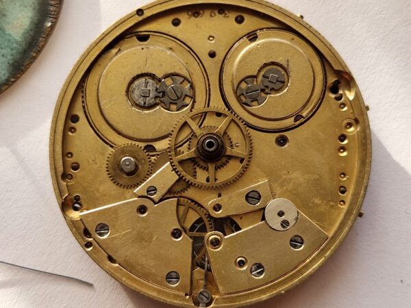 Ultra rare Complex Pocket watch movement Twin Barrels Antique Simon Geneve project