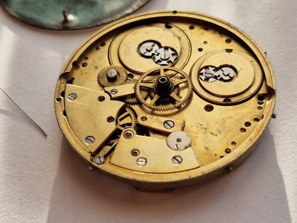Ultra rare Complex Pocket watch movement Twin Barrels Antique Simon Geneve project