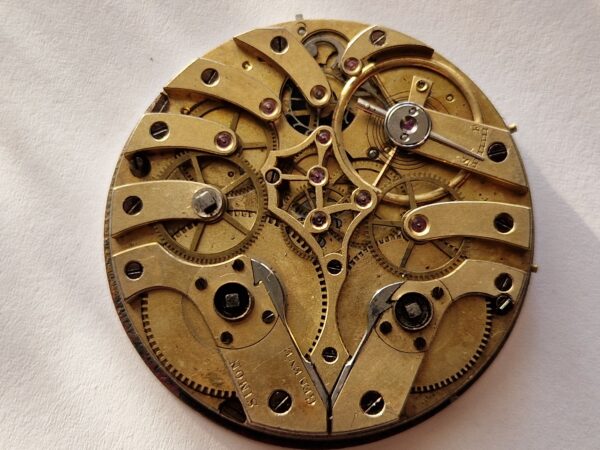 Ultra rare Complex Pocket watch movement Twin Barrels Antique Simon Geneve project
