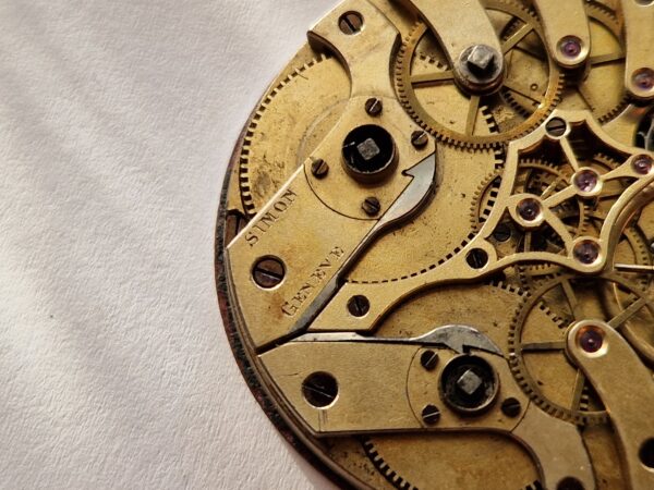Ultra rare Complex Pocket watch movement Twin Barrels Antique Simon Geneve project