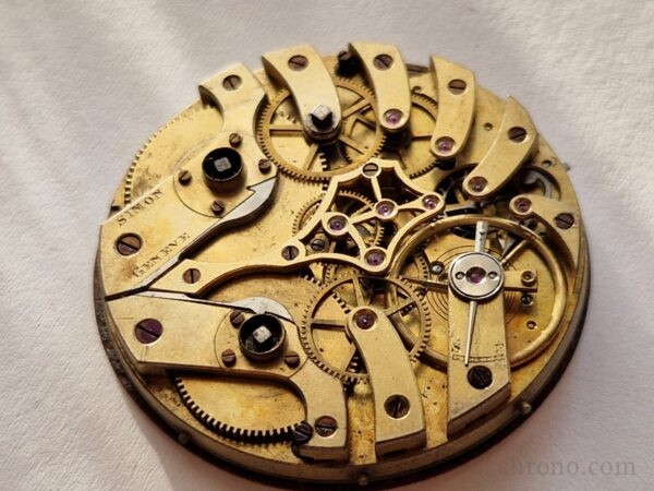 Ultra rare Complex Pocket watch movement Twin Barrels Antique Simon Geneve project