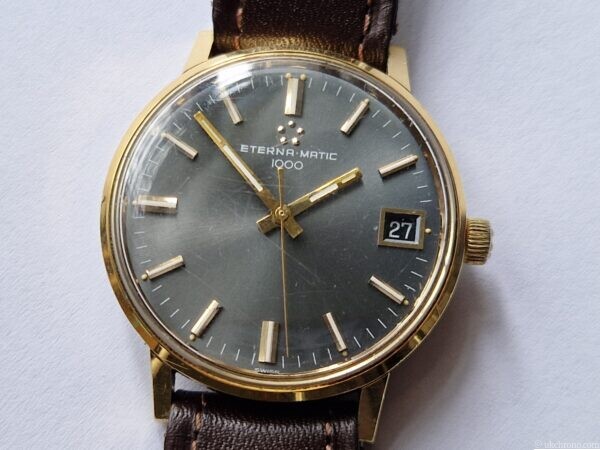 Vintage Eterna-Matic 1000 Classic Automatic Date Watch Cal. 1489K Gold Plated