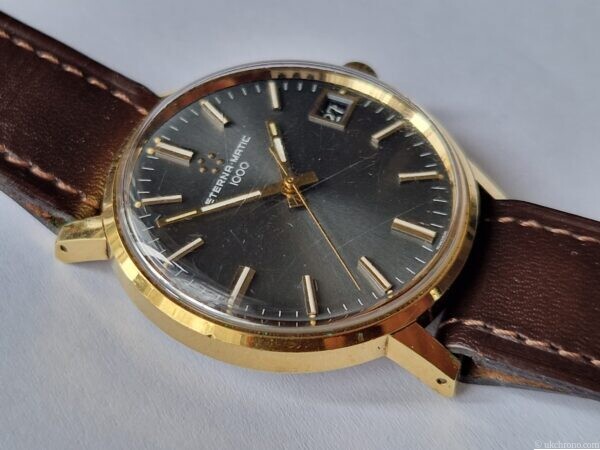Vintage Eterna-Matic 1000 Classic Automatic Date Watch Cal. 1489K Gold Plated