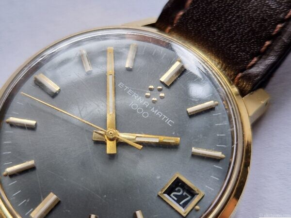 Vintage Eterna-Matic 1000 Classic Automatic Date Watch Cal. 1489K Gold Plated