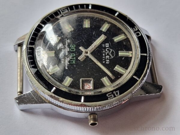 Vintage Divers Buler Swiss 21 Jewel Jemaflex 30 ATM project Watch