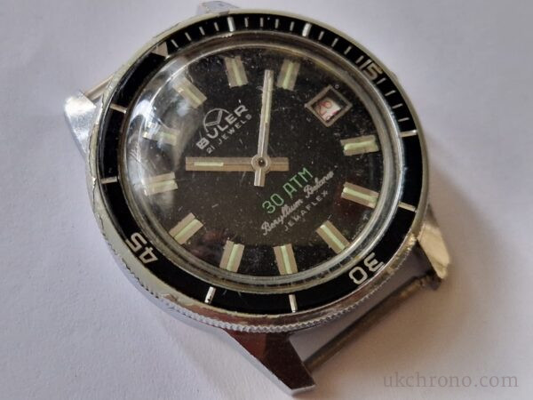Vintage Divers Buler Swiss 21 Jewel Jemaflex 30 ATM project Watch