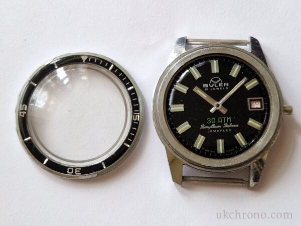 Vintage Divers Buler Swiss 21 Jewel Jemaflex 30 ATM project Watch