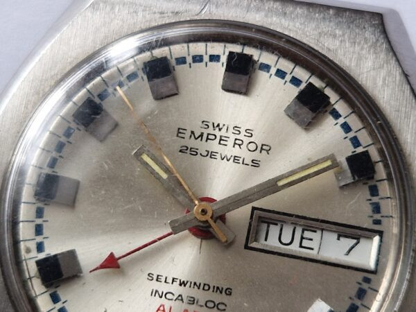 Vintage SWISS EMPEROR Cal. AS 5008 Automatic ALARM 25 Jewels Watch Day Date