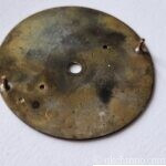 Vintage Valjoux 22 chronograph dial, approximately 33.1 mm diameter. Pre-owned condition with age-related wear, ageing and marks. Sold as pictured.