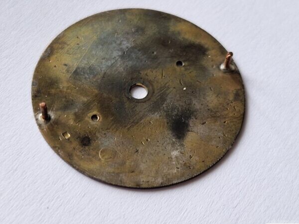 Vintage Valjoux 22 chronograph dial, approximately 33.1 mm diameter. Pre-owned condition with age-related wear, ageing and marks. Sold as pictured.