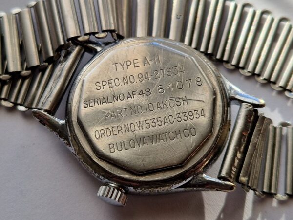 WW2 Military Bulova Type A-11 watch on Military Bonklip bracelet