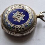 silver Enamel Full hunter Cylinder pocket watch