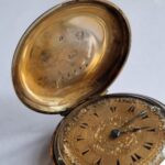 silver Enamel Full hunter Cylinder pocket watch