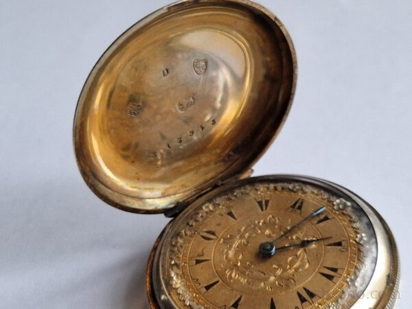 silver Enamel Full hunter Cylinder pocket watch