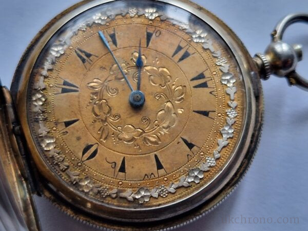 silver Enamel Full hunter Cylinder pocket watch
