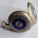 silver Enamel Full hunter Cylinder pocket watch