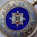 silver Enamel Full hunter Cylinder pocket watch