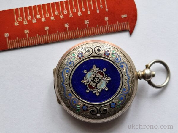 silver Enamel Full hunter Cylinder pocket watch