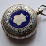 silver Enamel Full hunter Cylinder pocket watch