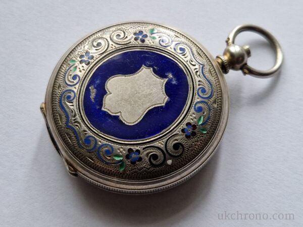silver Enamel Full hunter Cylinder pocket watch