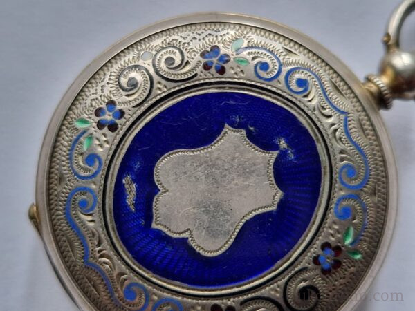 silver Enamel Full hunter Cylinder pocket watch