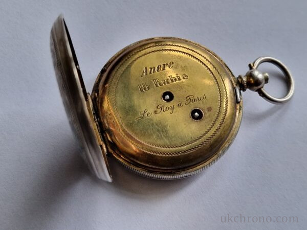 silver Enamel Full hunter Cylinder pocket watch