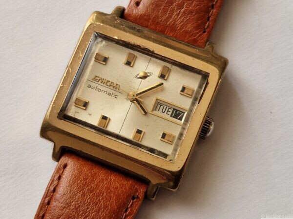 vintage ENICAR Sherpa 100 watch TV Cased Gold plated