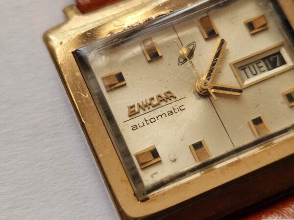 vintage ENICAR Sherpa 100 watch TV Cased Gold plated