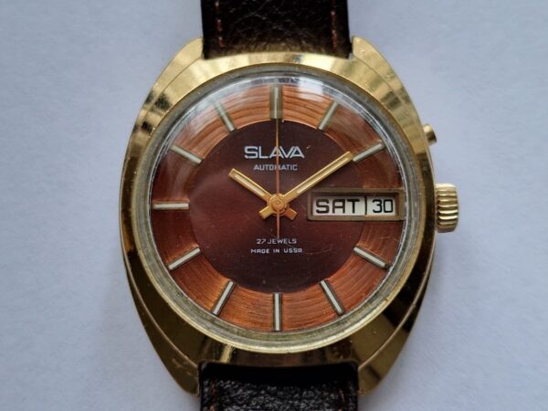 vintage Military SLAVA automatic day date watch