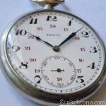 vintage Zenith open face pocket watch fitted with the hand-wound Zenith Calibre 18-28-31 movement.