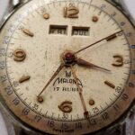 Malona Vintage Triple Calendar Project Watch Stainless Steel Case